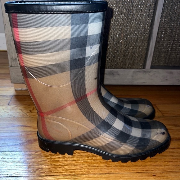 BURBERRY Women’s Classic Plaid Tall Rain Boots Size 6 - Picture 1 of 8